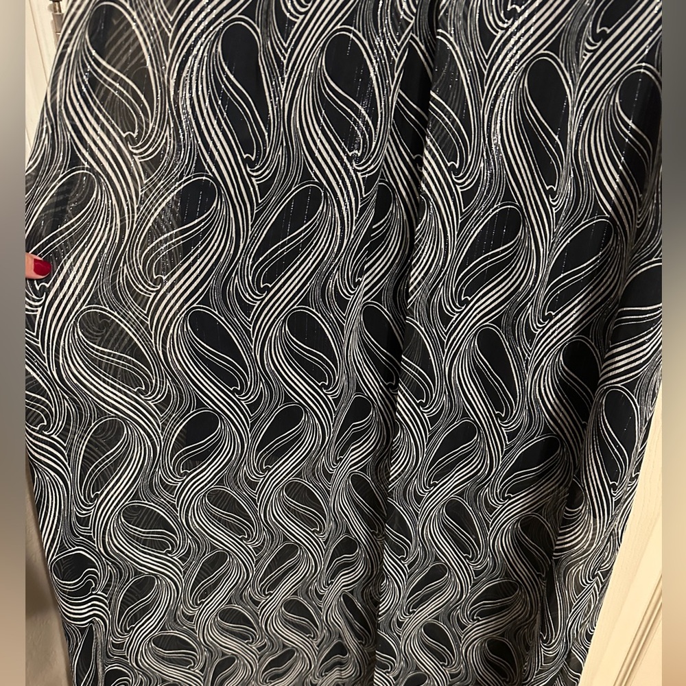 MICHAEL Michael Kors Patterned Metallic Sleeveless Maxi Dress, Navy & Cream, 10 - Picture 10 of 10